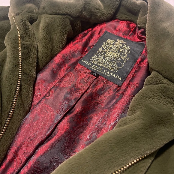 Fur jacket army green red inside. Get me fly - Picture 4 of 6